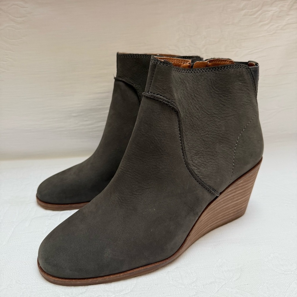 Lucky Brand Charcoal Wedge Ankle Booties